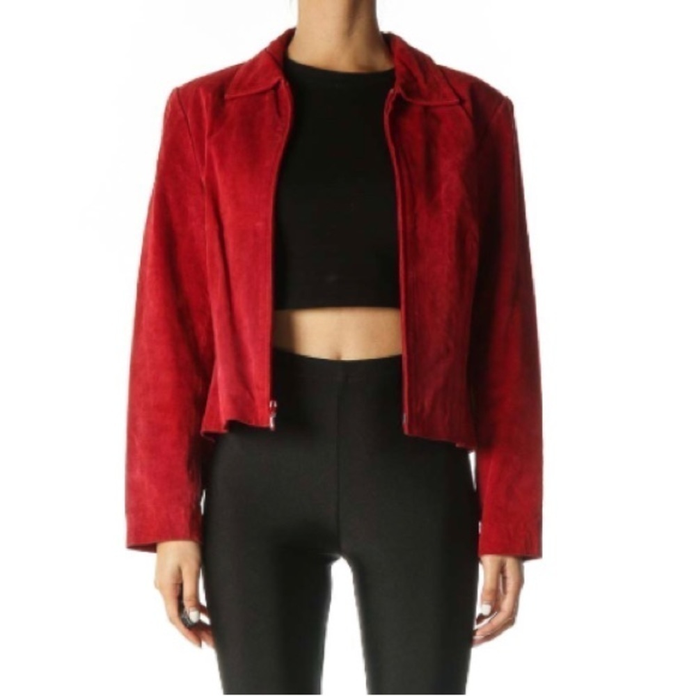 Coldwater Creek Red Suede Cropped Jacket